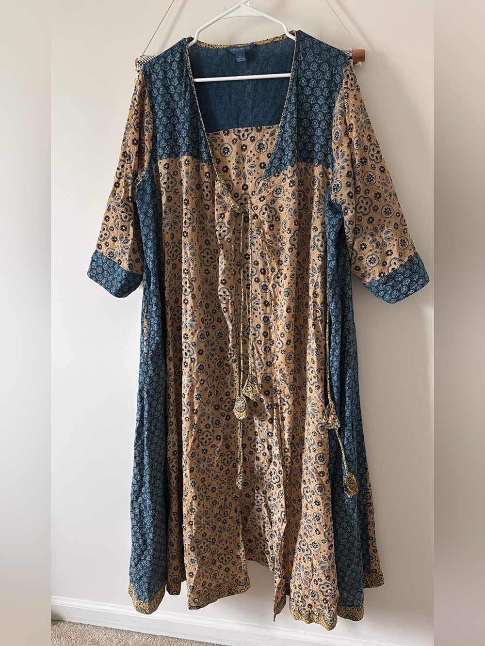 April Cornell Wrap Jacket Duster Lagenlook Boho Dress Tassels Size XL